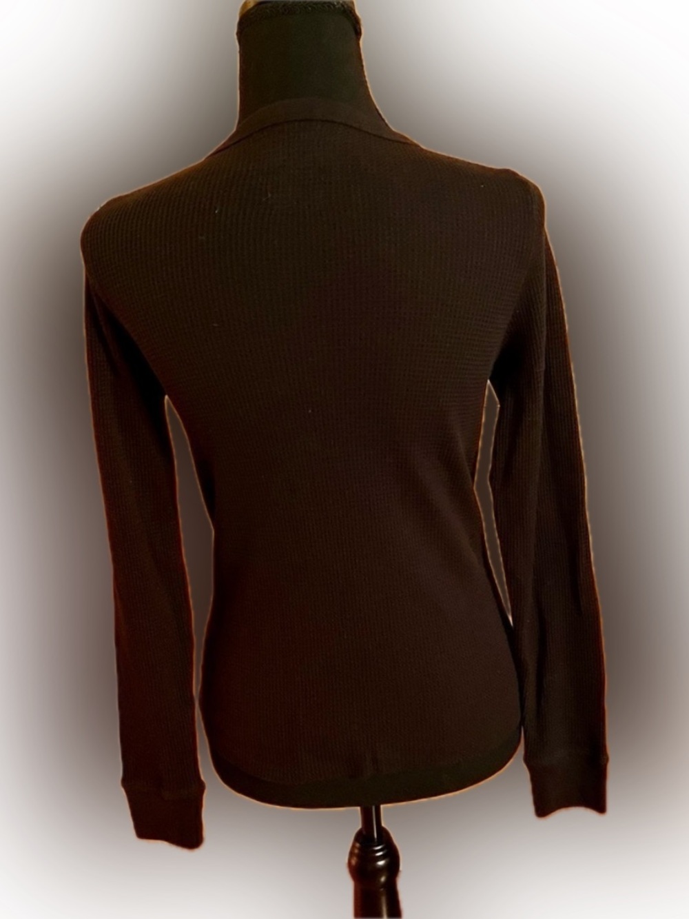 American Eagle Black Waffle Knit Crew Neck Long Sleeve Top Size Small Gorpcore